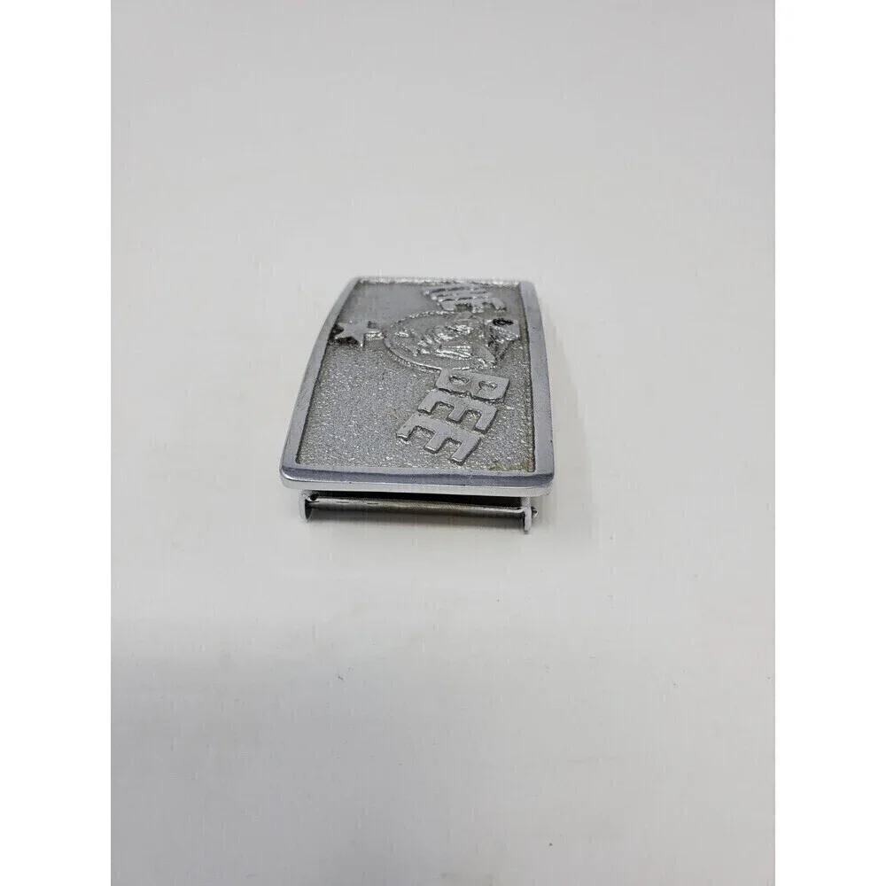 VINTAGE SILVER TONE METAL BELT BUCKLE SACRAMENTO THE BEE NEWSPAPER 1980S